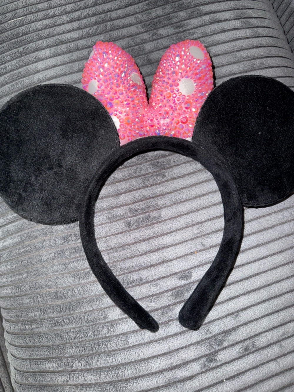 Sparkly Pink Polka Dot Minnie Ears Headband